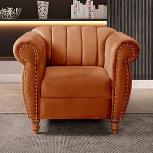 Poltrona Realeza Chesterfield Cadeira Vintage Decoração Retrô Terracota