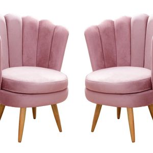 Conjunto 2 Poltronas Pétala Cadeiras Decorativas Flor Rose