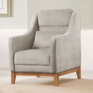 Poltrona Encosto Alto Bouclé áquila 101x71cm Cinza