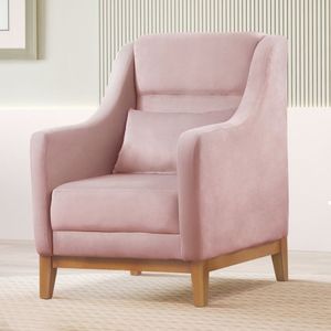Poltrona Encosto Alto Veludo áquila 71x101cm Rosa