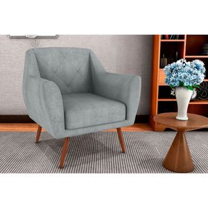 Poltrona Decorativa Para Sala De Estar Veneza Boucle Cinza