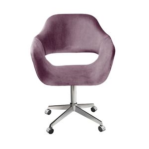 Poltrona Decorativa Zara Pé Giratório De Metal Sala Recepção Roxo
