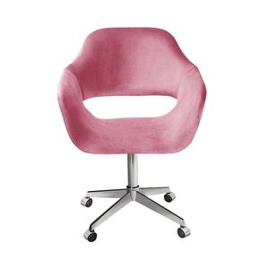 Poltrona Decorativa Zara Pé Giratório De Metal Sala Recepção Rosa
