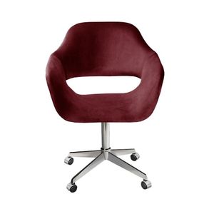 Poltrona Decorativa Zara Pé Giratório De Metal Sala Recepção Bordô