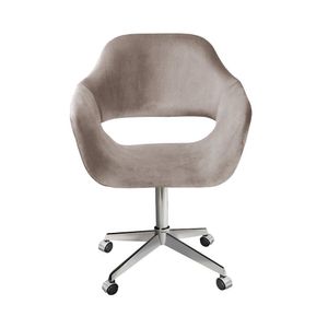 Poltrona Decorativa Zara Pé Giratório De Metal Sala Recepção Cinza Capuccino