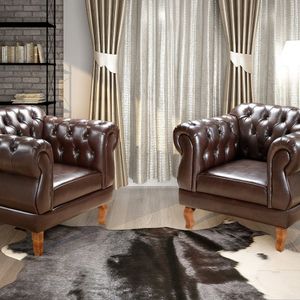 Conjunto 2 Poltronas Chesterfield Duquesa Decoração Sala Recepção Retrô Café