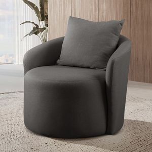 Poltrona Decorativa Para Sala De Estar Redonda Califórnia Preto