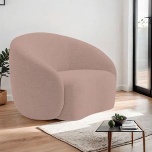 Poltrona Decorativa Curva Sala Recepção Alemanha Linho Rose
