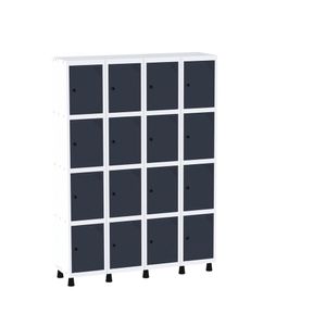 Armário Guarda Volume Locker Roupeiro 16 Portas Aço Grp 504-16 Branco-azul Delreo