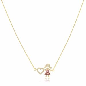 Colar Gargantilha Pingente Filha Menina Banhado A Ouro 18k