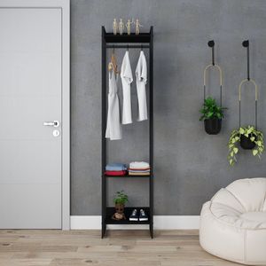 Estante Closet Arara Industrial 3 Prateleiras 187x45cm Dynamica Preto ônix / Est.preta