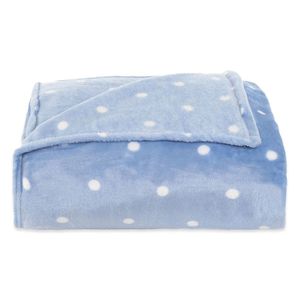 Cobertor Toque De Seda Poa 2,20 X 2,40 Azul-branco