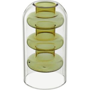 Vaso Decorativo Enfeite Casa Parede Dupla Home&co Borossilicato 15x8x8cm âmbar
