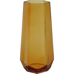 Vaso Decorativo Enfeite Casa Geométrico Home&co Vidro 28x10x10cm âmbar