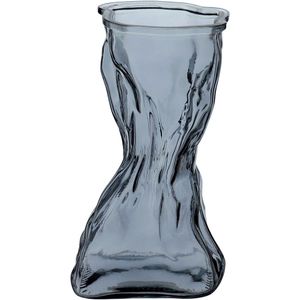 Vaso Decorativo Enfeite Casa Amassado Home&co Vidro 21x9x13cm Fume