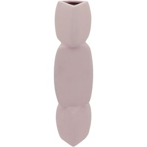 Vaso Decorativo Enfeite Casa Geométrico Home&co Cerâmica 31x8x8cm Rosa Claro
