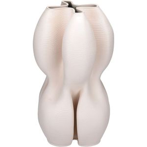 Vaso Decorativo Enfeite Casa Aparador 3d Home&co Cerâmica 32x19x19cm Nude