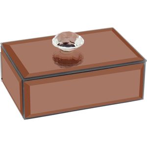 Porta Joias Caixa Organizador Espelhado Mdf 3x6x10cm Bronze Decorativo