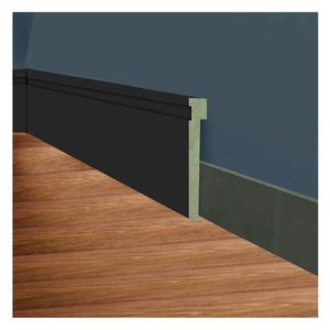 Kit Com 20 Barras Rodapé De Mdf Ultra 12cm X 18mm X 2,40m Barra De Sobrepor Com Friso 48m Preto