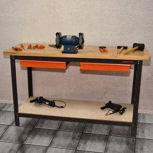 Conjunto Bancada Para Ferramentas 200cm Carro De Ferramentas Profissional 7 Gavetas Presto Laranja