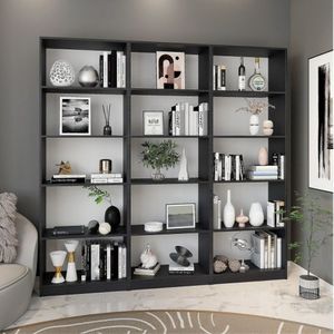 Conjunto Montreal Com 3 Estantes Livreiro Multiuso Yescasa Preto
