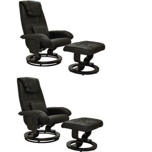 Conjunto Com 2 Poltronas De Massagem Com Apoio Para Pés Louisiana Preto