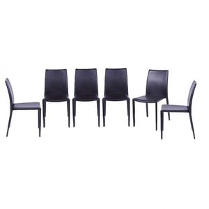 Conjunto 6 Cadeiras Em Metal E Corino Glam Or Design Marrom