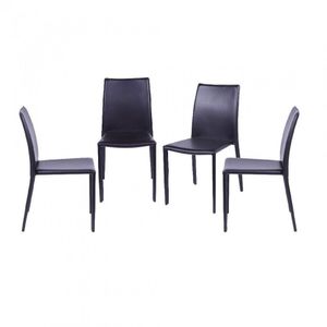 Conjunto 4 Cadeiras Em Metal E Corino Glam Or Design Marrom