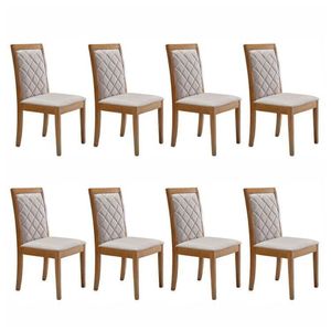 Conjunto 8 Cadeiras Estofadas Berlim Espresso Móveis CinamomoBege
