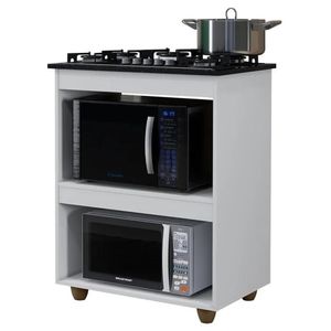 Balcão Para Cooktop 4 Bocas Turim Kaiki Móveis Branco