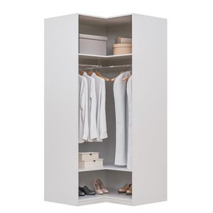 Guarda Roupa De Canto Reto Modular 95cm Sem Portas Com Cabideiros Jade Cabecasa Branco
