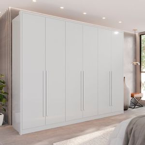 Guarda Roupa 6 Portas 1 Gaveta Anápolis 100% Mdf Branco Neve