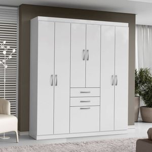 Guarda Roupa Para Quarto 7 Portas 2 Gavetas Branco