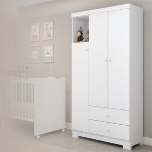 Guarda Roupa Infantil 3 Portas Flofy Branco