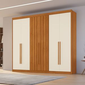 Guarda Roupa Casal 6 Portas Com 2 Portas Ripadas 6 Gavetas Cinamomo Off White