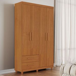Guarda Roupa Solteiro 4 Portas 2 Gavetas Califórnia Cinamomo