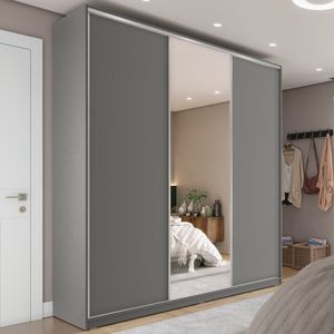 Guarda Roupa Casal 100% Mdf Bp Com 3 Portas e 1 Espelho Zermatt Urbi