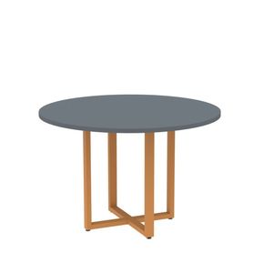 Mesa De Reunião Redonda 100cm Mrr1100p25tub Grafito/laranja