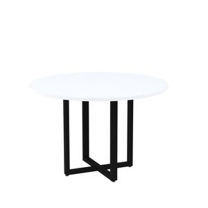 Mesa De Reunião Redonda 100cm Mrr1100p25tub Branco/preto
