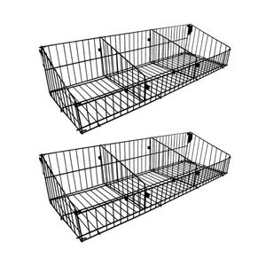 Kit - 2 Cestos 30cm Com Divisórias Para Organização De Gôndola Preto New Plus - Sa Gondolas