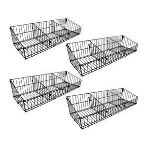 Kit - 4 Cestos 30cm Com Divisórias Para Organização De Gôndola Preto New Plus - Sa Gondolas
