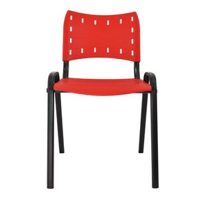 Cadeira Iso Para Escola Escritório Comércio Vermelho Base Preta