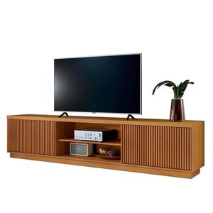 Rack Para Tv Até 75 Polegadas Valência Com 2 Portas Ripada Naturalle 2,20m