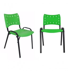 Kit 2 Cadeiras Iso para Escola Escritório Comércio Verde Base Preta