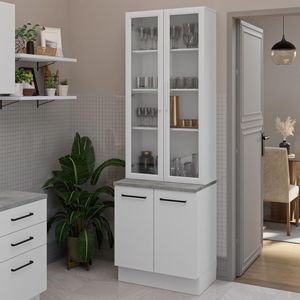 Kit Balcão + Cristaleira 70cm Branco Agata Madesa 01 Branco