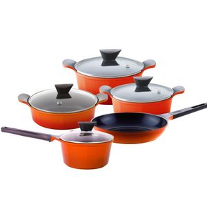 Conjunto De Panelas Com Revestimento Cerâmico - Cor Laranja - 5 Peças