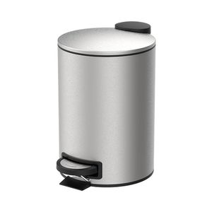 Lixeira Com Pedal E Balde 3l Aço Inoxidável Escovado Linha Spin Brinox Aço Inoxidável