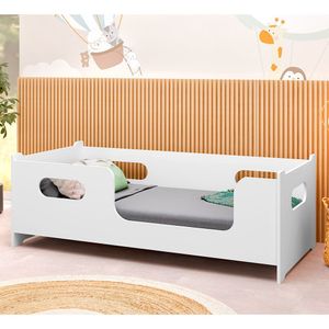 Cama Montessori Solteiro Estilo Berço Para Colchão 188x88 Montessori Branco