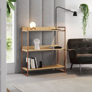 Aparador Industrial 3 Prateleiras Córdoba 95cm Cobre E Castanho Marrom