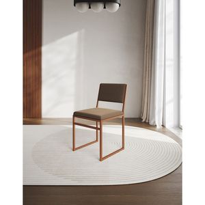 Cadeira De Jantar Industrial Isa Assento Estofado Veludo Marrom Base Cobre Marrom